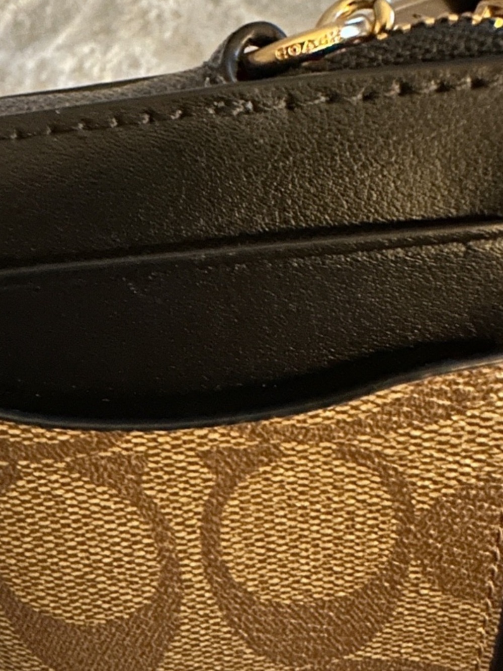 Coach Signature Brown and Zipped Card Holder Wallet - Picture 5 of 12